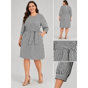 APT. 9 Striped Tie-Waist Dress - Black/White XL